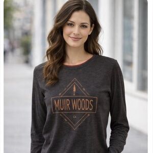 Muir Woods Gray Long Sleeve Tee Adult Unisex Size Small Hiking Outdoors Nature